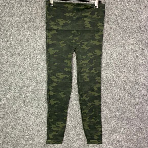 Spanx Leggings Womens Size L Green Look At Me Now Seamless Camo - Picture 1 of 8
